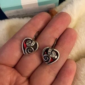 Brighton red heart swirl earrings